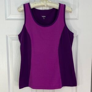 Hyba Cotton Spandex Purple Fitted Athletic Tank Top, MP - Medium Petite